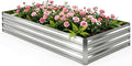 6x3x1FT Galvanized Raised Garden Bed Outdoor Patio, Large Rectangular Metal Planter Boxes,Plant Container Kit for Gardening, Vegetables, Flowers, Herbs,Silver,1 Pack