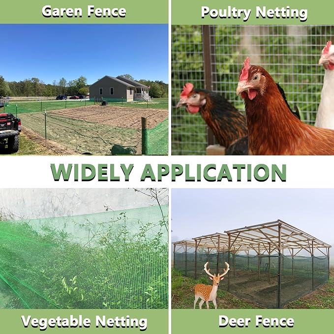 4x30 FT Plastic Garden Fence with 50 Zip Ties – Green Heavy Duty Temporary Safety Fencing for Animals, Snow, Poultry, Deer, Yard & Construction