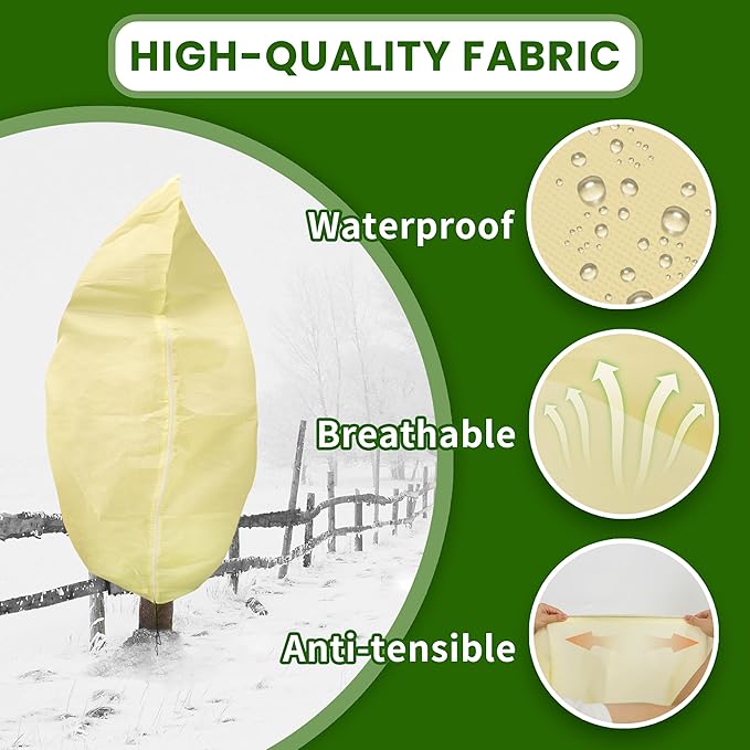 78x41inches Plant Covers Freeze Protection,2 Packs Thickened 2.82oz/yd² Frost Cloth for Outdoor Plants,Winter Tree Covers with Zipper&Drawstring,Plant Blanket for Winter Plant Covers Freeze Protection