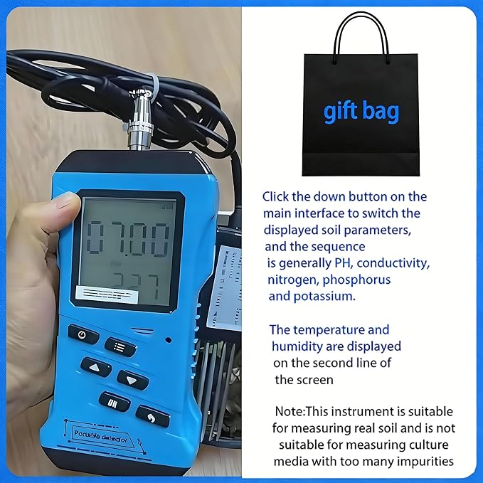 Handheld Digital Soil Meter,Nitrogen, Phosphorus, Potassium Npk Tester, Ph, Moisture, Nutrient Conductivity, Ec Meter,High Accuracy Digital Sensitive,Soil Fertility Test
