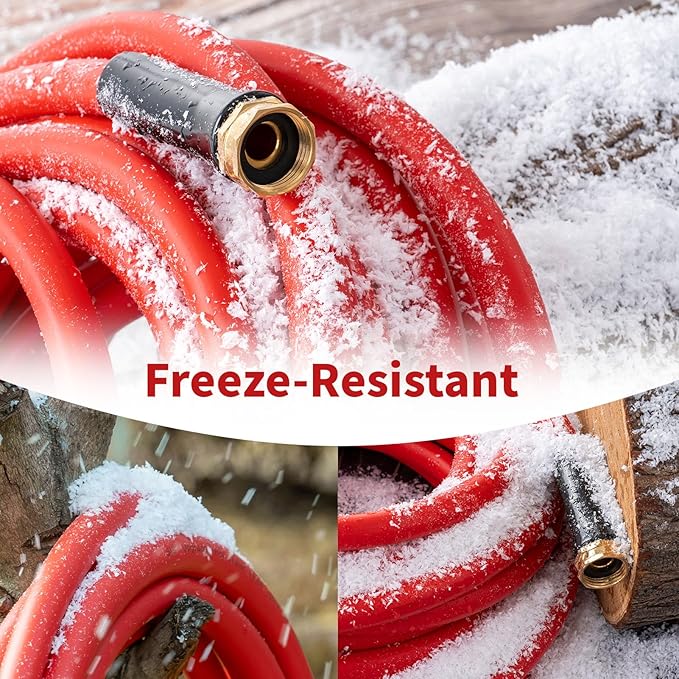Garden Hose 10 ft x 3/4” Hot/Cold Heavy Duty Water Hose,-50°F to 190°F,Burst 600Psi Flexible Upgraded Rubber Hoses,3/4” Solid Fittings for All-weather Outdoor Lawn & Garden