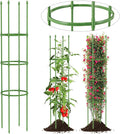 Happygrill 2-Pack Garden Tomato Trellis, 57” Plant Support & Tomato Cages w/Adjustable Height for Climbing Vines, Potted Plants, Vegetables, 2-in-1 Outdoor Heavy-Duty Plant Stake for Backyard Patio
