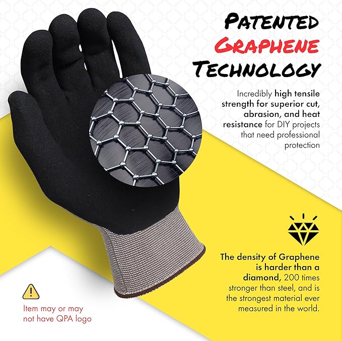 Quest Protective Apparel Cut Resistant Work Gloves (ANSI A1) – Lightweight Graphene Gloves for Gardening,DIY, Mechanical & General Handling – Breathable Grip Gloves for Men & Women – Large, Case of 72