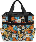 Hippie Flower Garden Tool Bag Portable Gardening Tool Organizer Bag with 10 Pockets and Handle Tool Carrier and Storage for Garden Lawn Yard Casual Camp