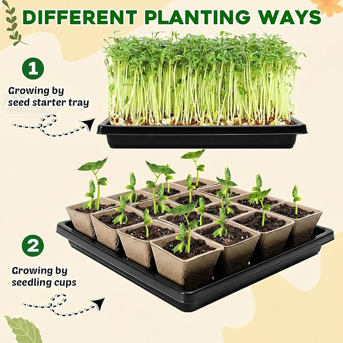 NNG 5PCS Seed Starter Tray with 90PCS Square Seed Peat Pots,Seed Starter Kit with Germination Trays Seedling Pots for Seedling Propagation and Plant Growing