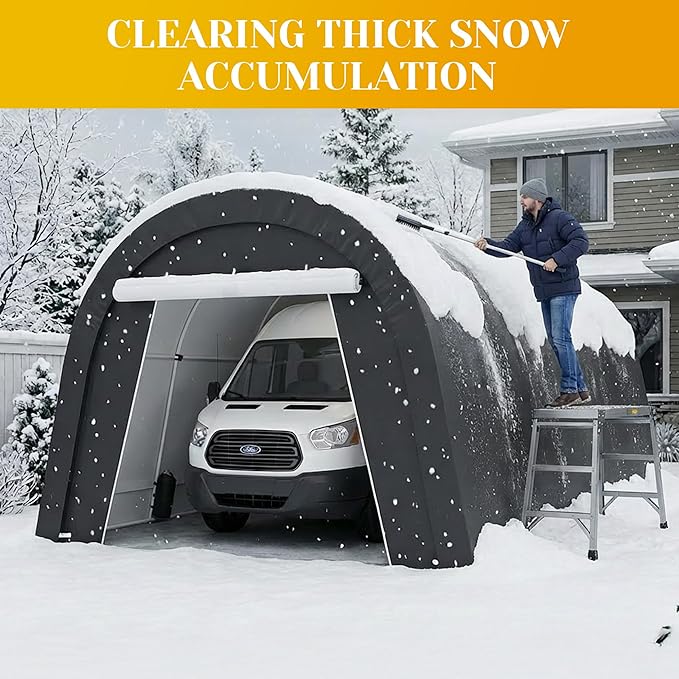Kiss the Water Domed Carport with 4 Cloth Bags, Portable Garage with 2 Roll-up Doors, Heavy Duty Car Canopy Party Tent, All-Season Storage Shelter Shed for Boat, Truck, or Garden Tools, 12' x 25'