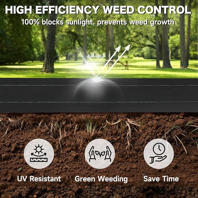4 FT x 300 FT Weed Barrier Landscape Fabric - 3.2OZ Heavy Duty Weed Blocker Garden Cloth with Permeability, Woven Weed Control Ground Cover for Gravel, Lawn, Flower Bed
