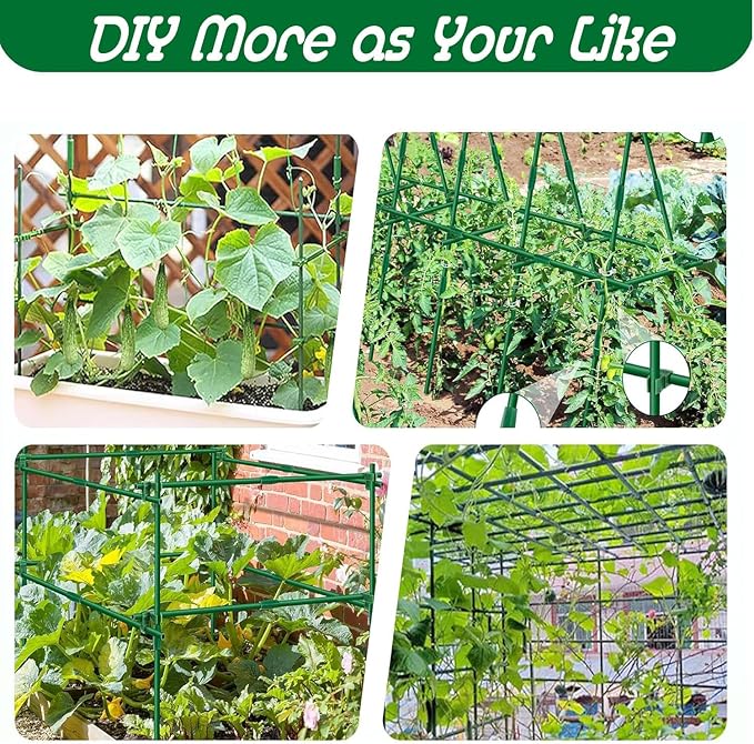 Garden Stakes Kit:13.7 Inch 48 Pack, Plant Sticks Supports & Accessories for DIY 4ft, 5ft, 6ft, 7ft Stakes for Tomato, Vegetables, Indoor & Outdoor Gardening Supplies (48, Green)
