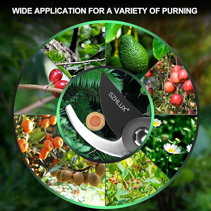SZHLUX Pruning Shears, Premium SK5 Carbon Steel Blades Hand Pruner for Garden, Sharp Precision Pruning Scissors, 5/8’’ Plant Clippers， Tree Trimmers