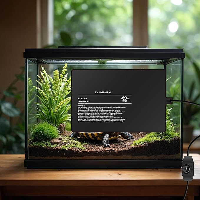 Simple Deluxe 8X12 Inch 16W Reptile Heating Pad with Temperature Adjustable Knob Under Tank Terrarium Heating Mat for Turtles, Lizards, Frogs, and Other Reptiles