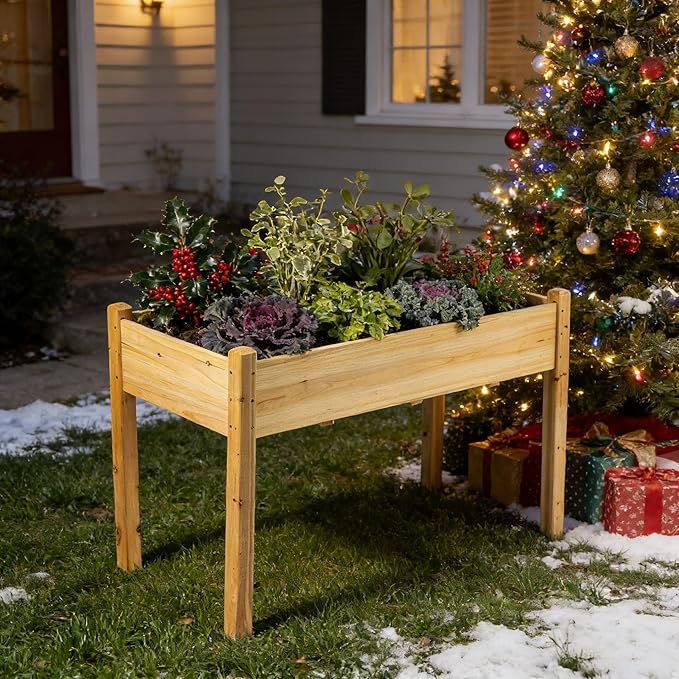 Premium Fir Wooden Raised Garden Bed with Four Legs for Backyard and Balcony Gardening,Suitable for Indoor and Outdoor use,49.5''×23.5''×30''