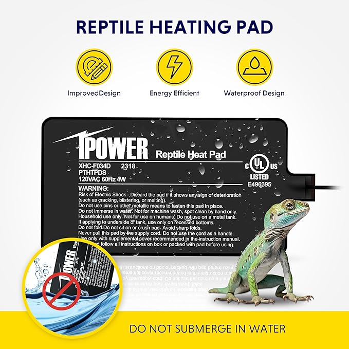 iPower 4X7 Inch Reptile Heating Pad and Digital Heat Mat Thermostat, Terrarium Heat Mat for Amphibious Pets