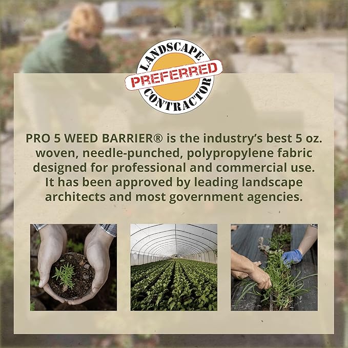 Dewitt 10-Pack Pro-5 Weed Barrier Fabric 5 oz, 4 x 250 Feet – Heavy-Duty Woven Landscape Ground Cover Mat for Raised Garden Bed, Greenhouse Gardening, Outdoor Landscaping, and Commercial Planting