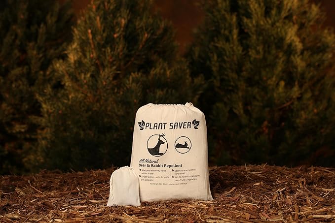 Deer & Rabbit Repellent – All-Natural, Scent-Based Protection – Safe for Pets & Plants – Lasts Up to 6 Months – Also Repels Elk, Moose & Rodents – 2 lbs with 10 Refillable Bags