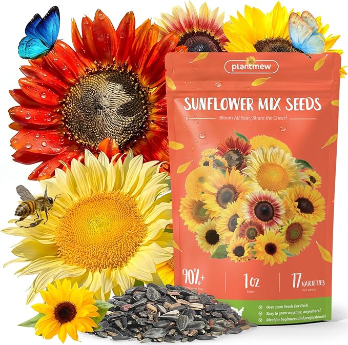 Sunflower Seeds for Planting | Giant Mammoth Sunflower Bulk Packet 3000+ Heirloom Seeds | High Germination, Open Pollinated Sunflower Seeds to Plant for Home Garden, Outdoors & Attracts Pollinators