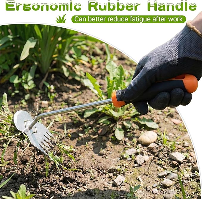 Garden Weed Tool,Portable Weeding Tool,Hand Weeder Tool,Adopt Anti Slip Handle,Conforms to Ergonomic Curves,Suitable for Vegetable Cultivation and Horticulture on Farms(Black Orange Handle)