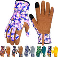 Leather Gardening Gloves for Women Thorn Proof Garden Gloves Touch Screen Working Gloves Gifts,M
