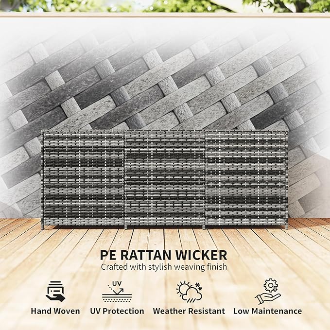 Outsunny 175 Gallon Outdoor Storage Box with Inner Liner, PE Rattan Wicker Deck Box with Pneumatic Bar Lift for Indoor & Outdoor, Patio Furniture Cushions, Pool Supplies, Garden Tools, Mixed Gray