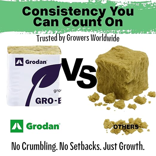Grodan 1.5" Rockwool Mini Blocks – 45 Pack Rockwool Cubes for Hydroponics, Seed Starter & Cloning + Twin Canaries Chart