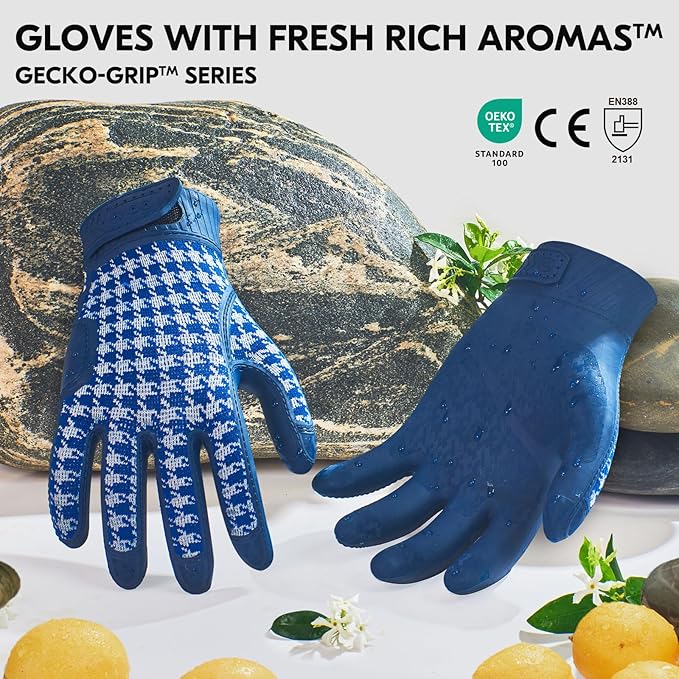 Vgo... Men's Work Gloves,Gardening Gloves,TPE Coated,Waterproof Palms, Anti-Slip,Breathable 3D Knit Back,OEKO-TEX Certified