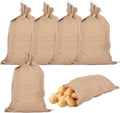 Klmnop 6 Pack Natural Burlap Bags with Drawstring, 16x24 Inch Reusable Jute Potato Sacks with Rope for Potatoes, Onions, Vegetables, Plants, and Large Gift Packaging