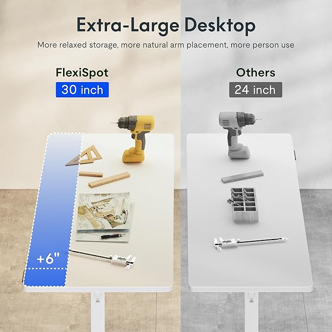 FLEXISPOT Electric Adjustable Workbench, 48x30 Inches Ergonomic Worktable with Drawer for Garage, Workshop, Office and Home, Spacious Desktop for Woodworking Sewing and Crafts, White, 3 Packages