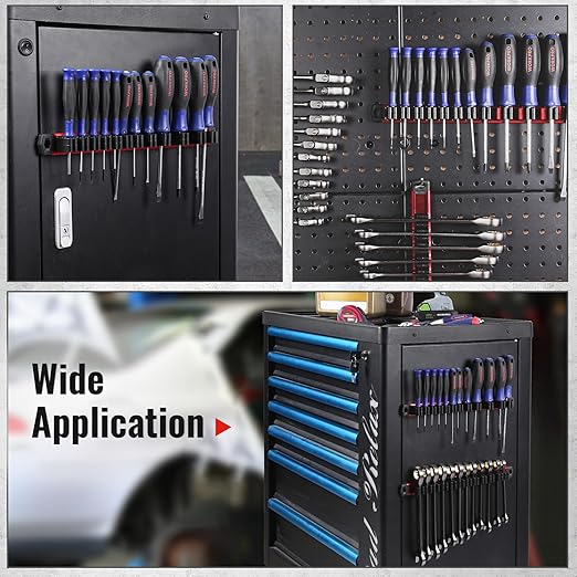 WORKPRO Magnetic Screwdriver Organizer and Wrench Organizer, Aluminum Rail Magnetic Tool Organizer, Tool Holder, Toolbox Organization, 12-Slot Screwdriver and Wrench Holder (Tools not Included)