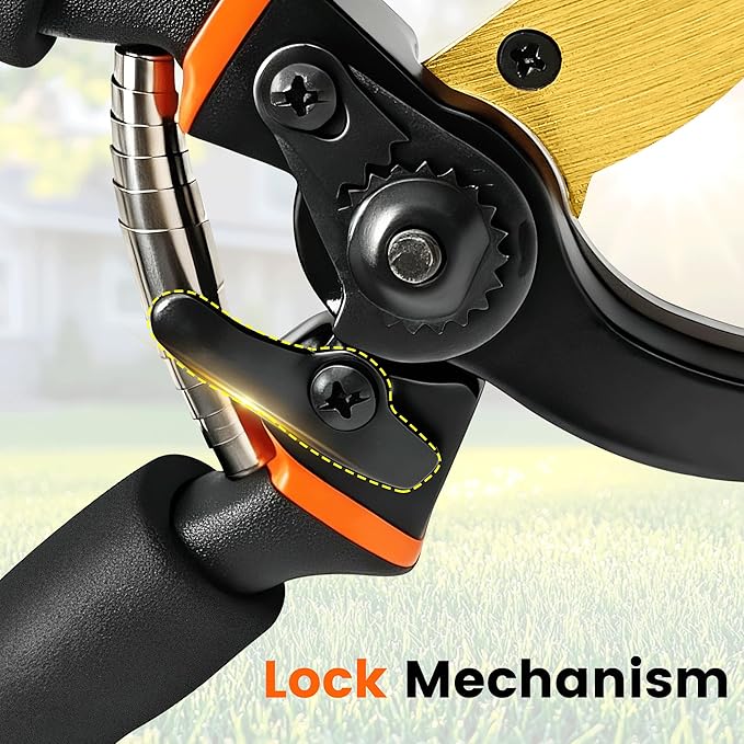 8.5 Inch Pruning Shears, Bypass Pruners with Titanium-Coated Japanese SK5 Steel Blade, Heavy Duty Garden Shears for Trimming Branches, Gardening Hand Tools with Ergonomic Handles