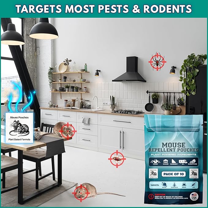 10Pack Natural Mouse Repellent Pouches Indoor Prepared with Botanical Scent Mice Repellent Pouches Rodent Repellent Pouches Mouse Deterrent Pouches for Home Attic Basement Shed Barns Storage Rvs etc