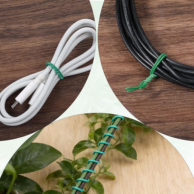 Green Twist Ties, 200 Pcs 6 Inch Twist Ties for Plastic Bags Round Reusable Plant Tie for Indoor Plants for Plants Christmas Holiday Tree Decors Gardening Cable Organization Household and Office Use