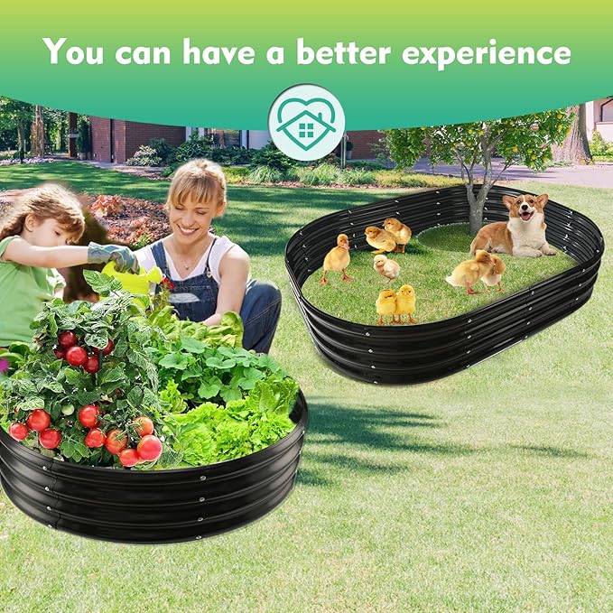 4FT Diameter Galvanized Garden Raised Bed/Plant Box/Fire Pit Ring - 0.8mm Thick,12 Inch Tall,Perfect for Planting a Variety of Flowers,Herbs,Vegetables (Black, 48 Dia X 11.5 inches)