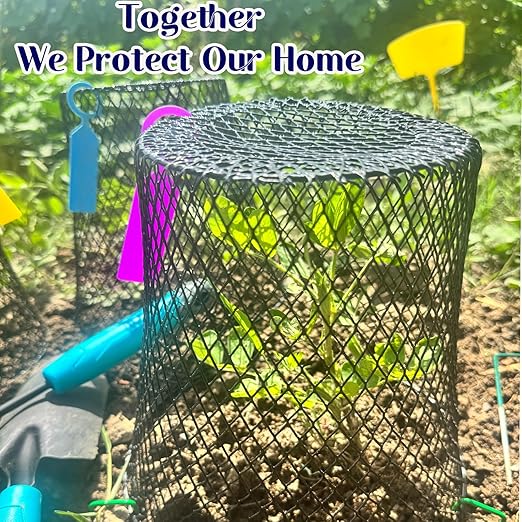 Feel Natural Plant Covers from Animals, 10 Pcs 9.25"x9.45" Wire Garden Cloches for Plants, Metal Plant Cages for Outdoor Plants, Anti-Rust Plant Protector to Keep Rabbits & Squirrels Out