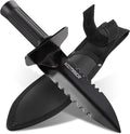 Metal Detector Shovel, Kemaier Heavy Duty Double Serrated Edge Digger, Metal Detecting Digging Tool with Sheath for Belt Mount, Gardening Accessories for Metal Detection Digging Loosening Planting