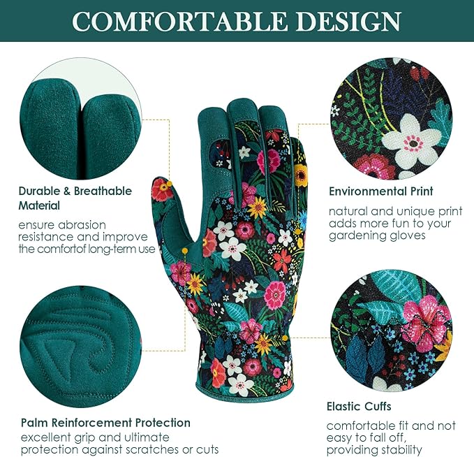 Trifabricy Gardening Gloves for Women, Breathable Leather Garden Gloves with Grip, Thorn-Proof Puncture-Resistant Work Gloves