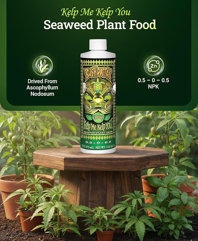 FoxFarm Bush Doctor Kelp Me Kelp You Seaweed Plant Food - 0.5-0-0.5 Liquid Kelp Fertilizer for Gardens, Hydroponic & Drip Irrigation Systems - Nutrient Uptake & Plant Growth - 1 Quart