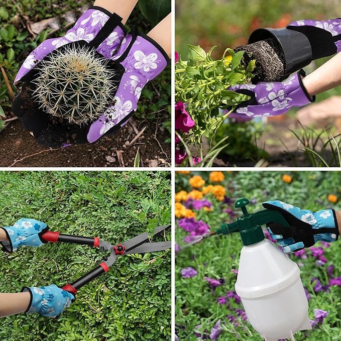 Trifabricy Gardening Gloves for Women, Breathable Leather Garden Gloves with Grip, Thorn-Proof Puncture-Resistant Work Gloves