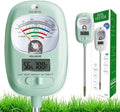 HSLGOVE Soil Test Kit, 7-in-One Soil Moisture Meter/Soil PH Meter/Fertility, Dual Screen Soil Tester w/Digital Soil Temp/Air Temp&Humidity for Plants Gardening,Lawn,Farm Indoor&Outdoor-Mint Green