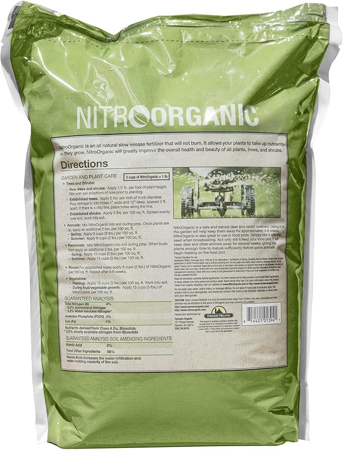 Farmer's Organic NitroOrganic Natural Plant Food Slow Release Fertilizer, 5 Pounds - Provides Optimal Nutrient Intake to Enhance Root Growth in Lawns, Gardens, Raised Beds, Seedlings & More