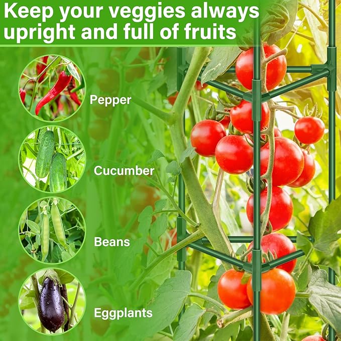 Legigo 4 Pack 57 Inch Tomato Cage for Garden, Heavy-Duty Tomato Trellis Plant Support Stakes, Adjustable Garden Trellis Plant Cage for Climbing Plants Peppers Outdoor Raised Garden Bed and Vegetables
