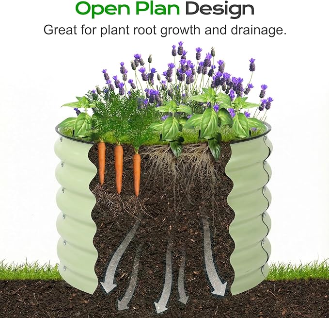 Aoodor 17" Tall 24" Metal Raised Garden Bed, Outdoor Planter Box and Raised Garden Kit for Vegetables, Flowers, and Herbs, Green