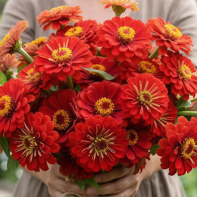 Seed Needs Zinnia Seeds Scarlet Flame Variety California Giant | 5,000+ Heirloom & Open Pollinated Seeds | Annual Cut Flowers Large Blooming | Bulk