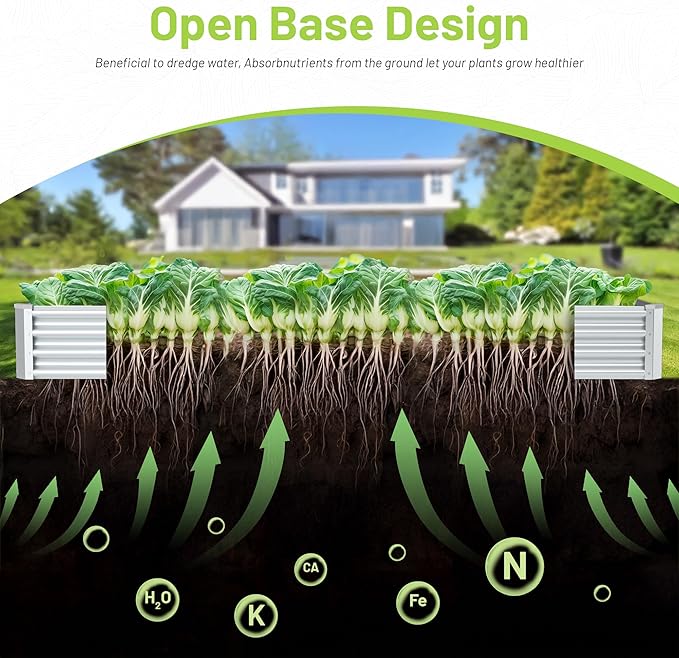 2PCS 4x2x1FT Galvanized Raised Garden Bed Kit, Galvanized Planter Raised Garden Boxes Outdoor, Large Metal Raised Garden Beds for Vegetables-Silver