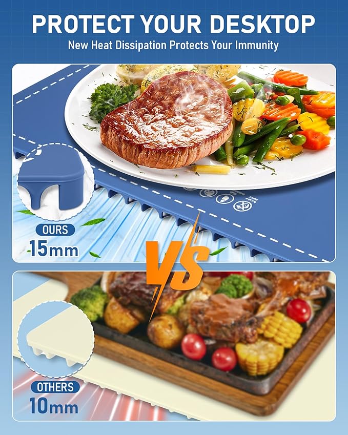 Warming Mat for Food, Silicone Rapid Full-Surface Heating Electric Warming Tray with 6 Adjustable Temperature, 24"x15" Fordable Versatile Food Warmer Mat for Parties, Buffet, Gatherings & Daily Use