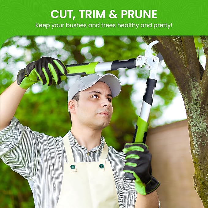 GARDEN GURU Bypass Loppers Tree Trimmer Clipper 3X Cutting Power Gardening Loppers Pruning Shear, Comfort Grip Handles, High Carbon Steel Blade, Heavy Duty Branch Cutter, Cut Thick Branches w Ease (4)
