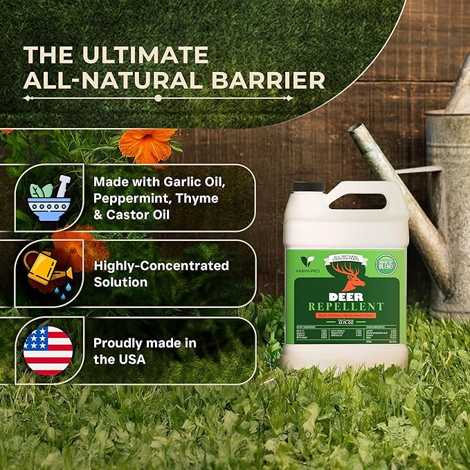 VarmiPro Deer Repellent Spray Concentrate - 32 fl oz Natural Outdoor Deer Deterrent for Yard, Garden, Lawn, Trees, and Plants - Safe for Pets, Animals, Flowers, Shrubs, and Flower Beds