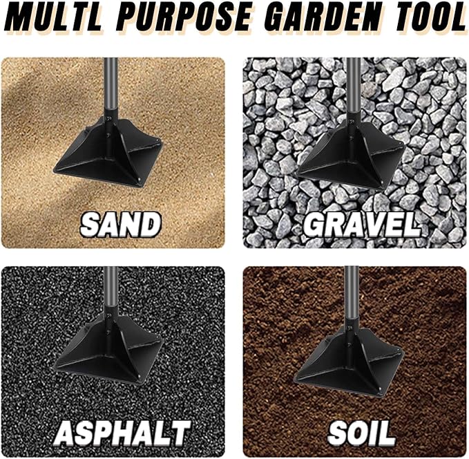 Steel Tamper Tool with 48 inch Handle, 10''x10'' Gardening Hand Tools for Leveling Ground Installing Pavers Driveway, Garden, Yard and Repairing Blacktop
