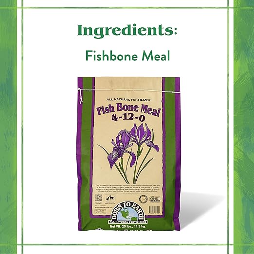Down To Earth All Natural Fertilizers Organic Fish Bone Meal - High Phosphorus Plant Food for Buds, Bulbs, Blooms, Flower Beds 4-12-0, 40 lb