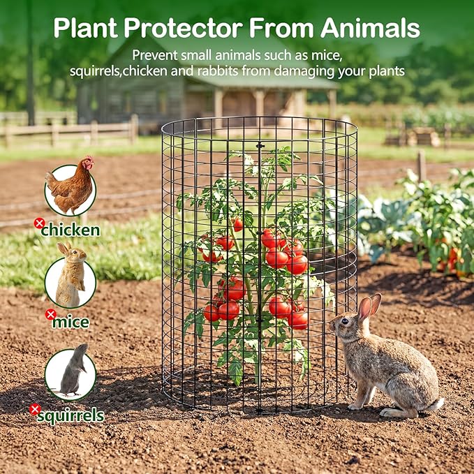 10 Pack Plant Protector from Animals, (12'' x 12'') Wire Mesh Plant Cages for Garden – Sturdy Metal Plant Protectors to Keep Rabbits, Squirrels, and Animals Out– Ideal for Flowers, Outdoor Plants