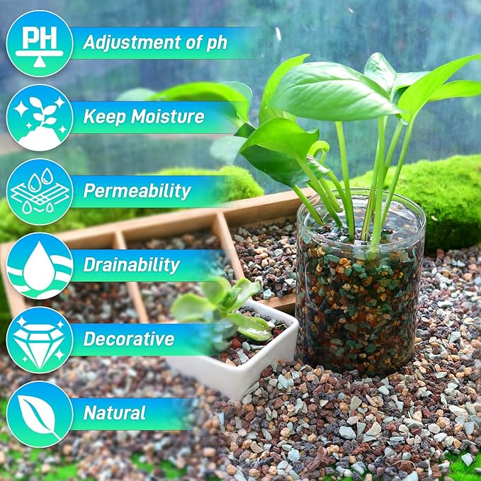 Mulctun 45Lb Horticultural Lava Rock-Lava Rocks for Plants,Succulent Soil Amendment,Decorative Cactus Soil Potting Mix,Volcanic Rock for Aquarium Fairy Gardening Top Dressing Plant Drainage