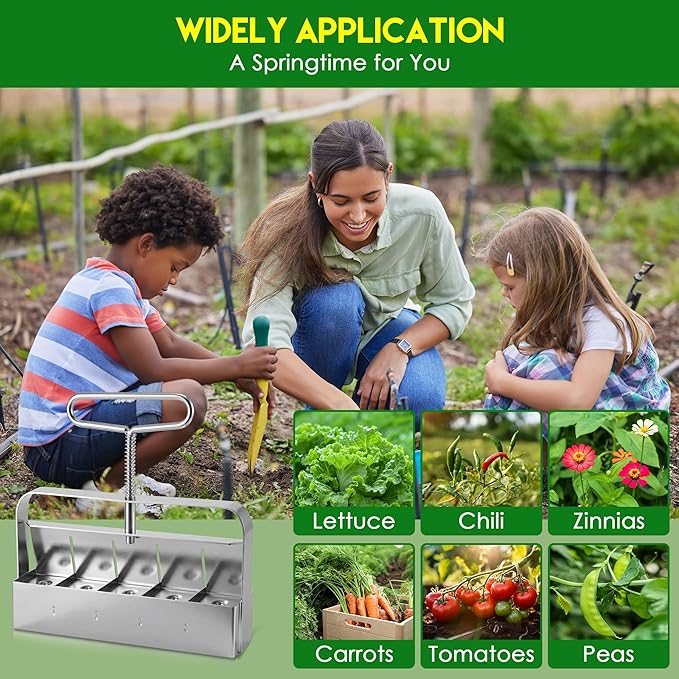 Dreyoo 1 Pack Upgrade Soil Block Maker Hand Held, Manual Blocking Tool for Seed Starting with Dispenser, Garden Potting Soil for Indoor Outdoor Plants, No Transplant Shock (5 Cell,1 1/2 Inch)